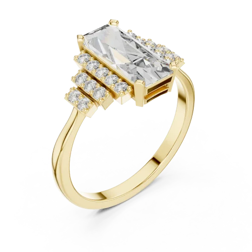 Luminary Emerald Cut Architectural Tiered Solitaire Ring