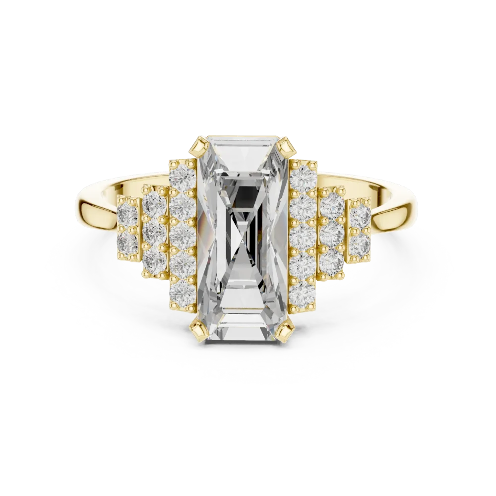 Luminary Emerald Cut Architectural Tiered Solitaire Ring - Image 2