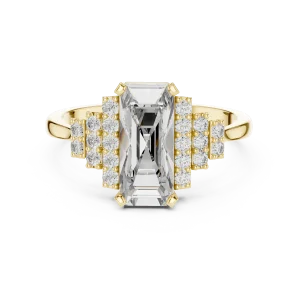 Luminary Emerald Cut Architectural Tiered Solitaire Ring - Image 2
