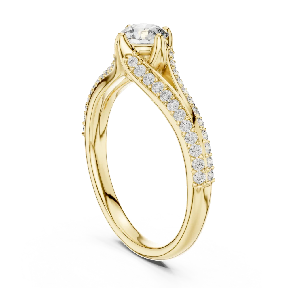 Ethereal Round Brilliant Pavé-Set Split Shank Solitaire Ring - Image 3