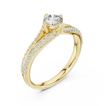 Ethereal Round Brilliant Pavé-Set Split Shank Solitaire Ring