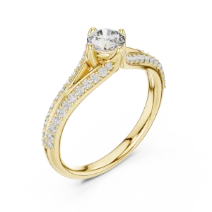 Ethereal Round Brilliant Pavé-Set Split Shank Solitaire Ring