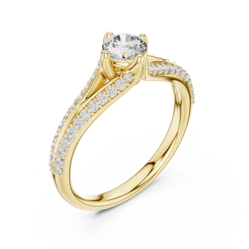 Ethereal Round Brilliant Pavé-Set Split Shank Solitaire Ring