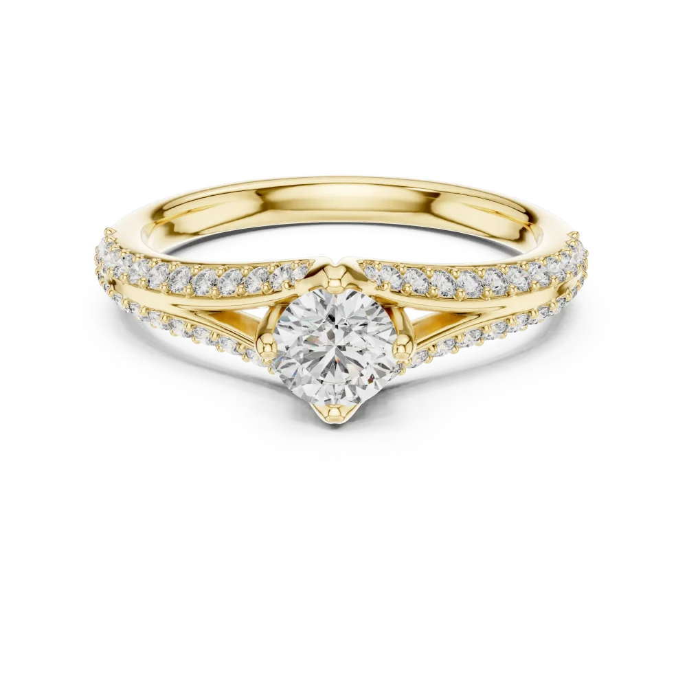 Ethereal Round Brilliant Pavé-Set Split Shank Solitaire Ring - Image 2