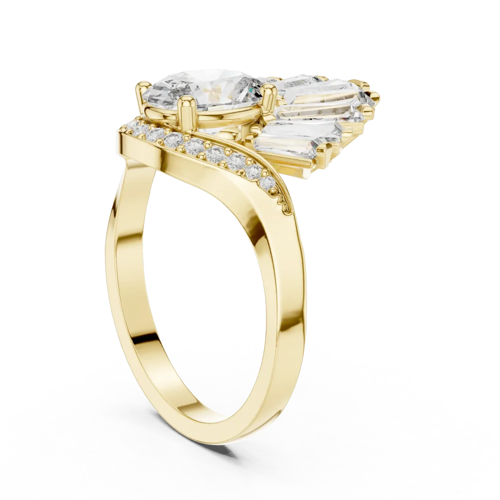 Luminary Oval and Baguette Fan Statement Solitaire Ring - Image 3