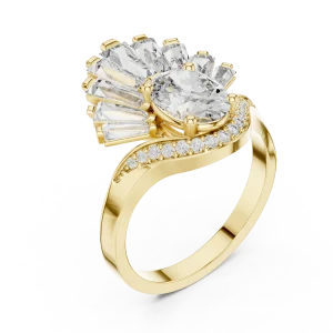 Luminary Oval and Baguette Fan Statement Solitaire Ring