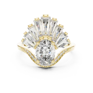 Luminary Oval and Baguette Fan Statement Solitaire Ring - Image 2