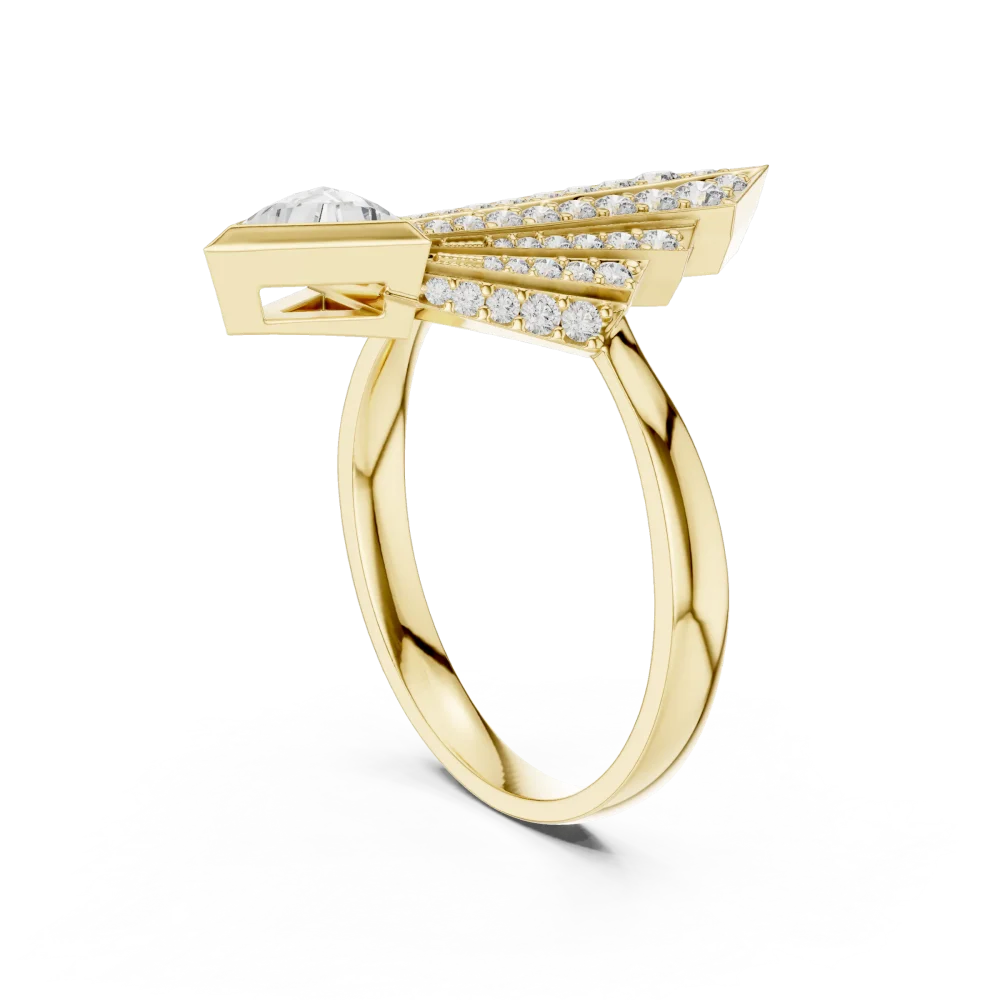 Architectural Trillion Deco Pavé-Set Cocktail Ring - Image 3