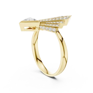 Architectural Trillion Deco Pavé-Set Cocktail Ring - Image 3