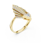 Architectural Trillion Deco Pavé-Set Cocktail Ring