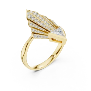 Architectural Trillion Deco Pavé-Set Cocktail Ring
