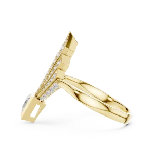 Architectural Trillion Deco Pavé-Set Cocktail Ring - Image 4
