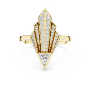 Architectural Trillion Deco Pavé-Set Cocktail Ring - Image 2