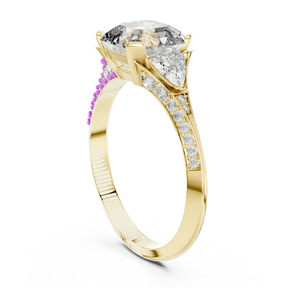 Symmetry Emerald and Trillion Three-Stone Solitaire Ring - Image 3