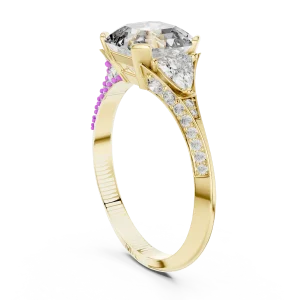 Symmetry Emerald and Trillion Three-Stone Solitaire Ring - Image 3