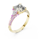 Symmetry Emerald and Trillion Three-Stone Solitaire Ring