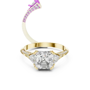 Symmetry Emerald and Trillion Three-Stone Solitaire Ring - Image 2