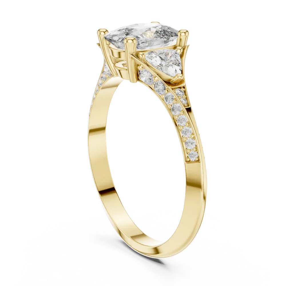 Ethereal Cushion and Trillion Three-Stone Pavé-Set Ring - Image 3
