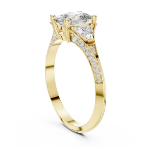 Ethereal Cushion and Trillion Three-Stone Pavé-Set Ring - Image 3