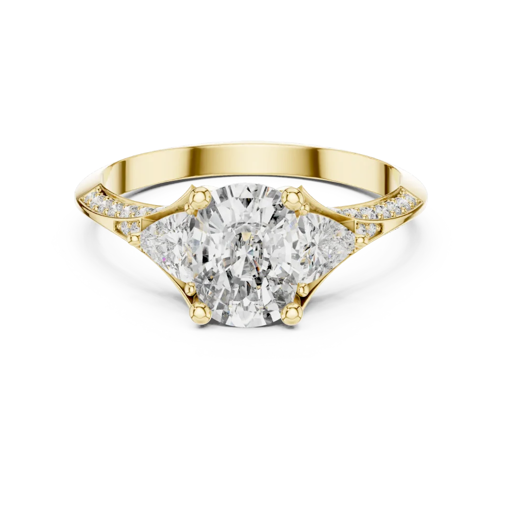 Ethereal Cushion and Trillion Three-Stone Pavé-Set Ring - Image 2