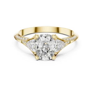 Ethereal Cushion and Trillion Three-Stone Pavé-Set Ring - Image 2