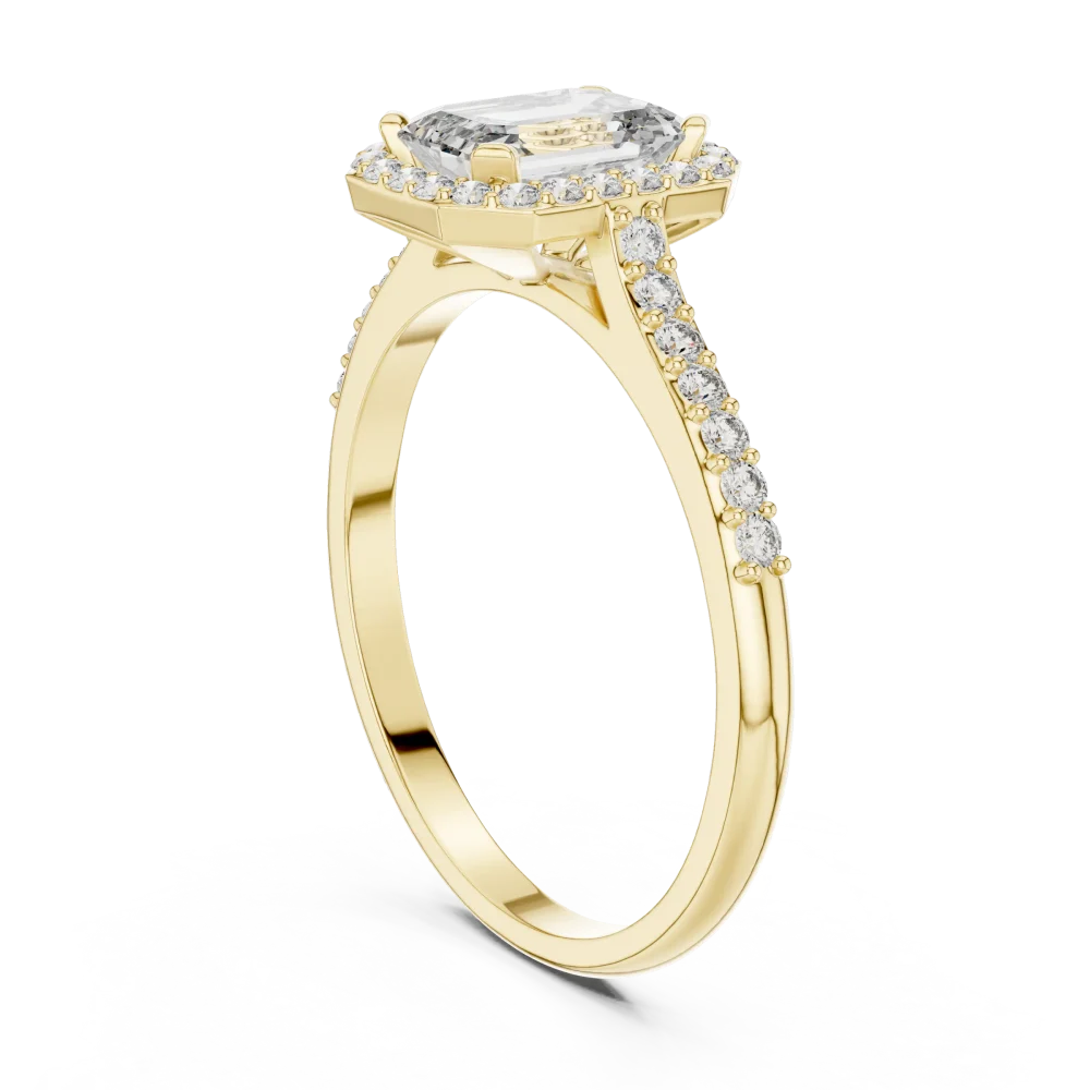 Ethereal Emerald Cut Halo Pavé-Set Solitaire Ring - Image 3