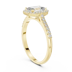 Ethereal Emerald Cut Halo Pavé-Set Solitaire Ring - Image 3