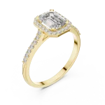 Ethereal Emerald Cut Halo Pavé-Set Solitaire Ring
