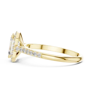 Ethereal Emerald Cut Halo Pavé-Set Solitaire Ring - Image 4