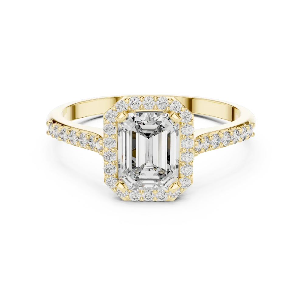 Ethereal Emerald Cut Halo Pavé-Set Solitaire Ring - Image 2