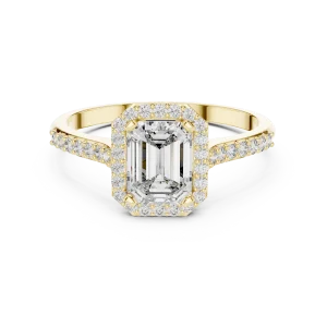 Ethereal Emerald Cut Halo Pavé-Set Solitaire Ring - Image 2