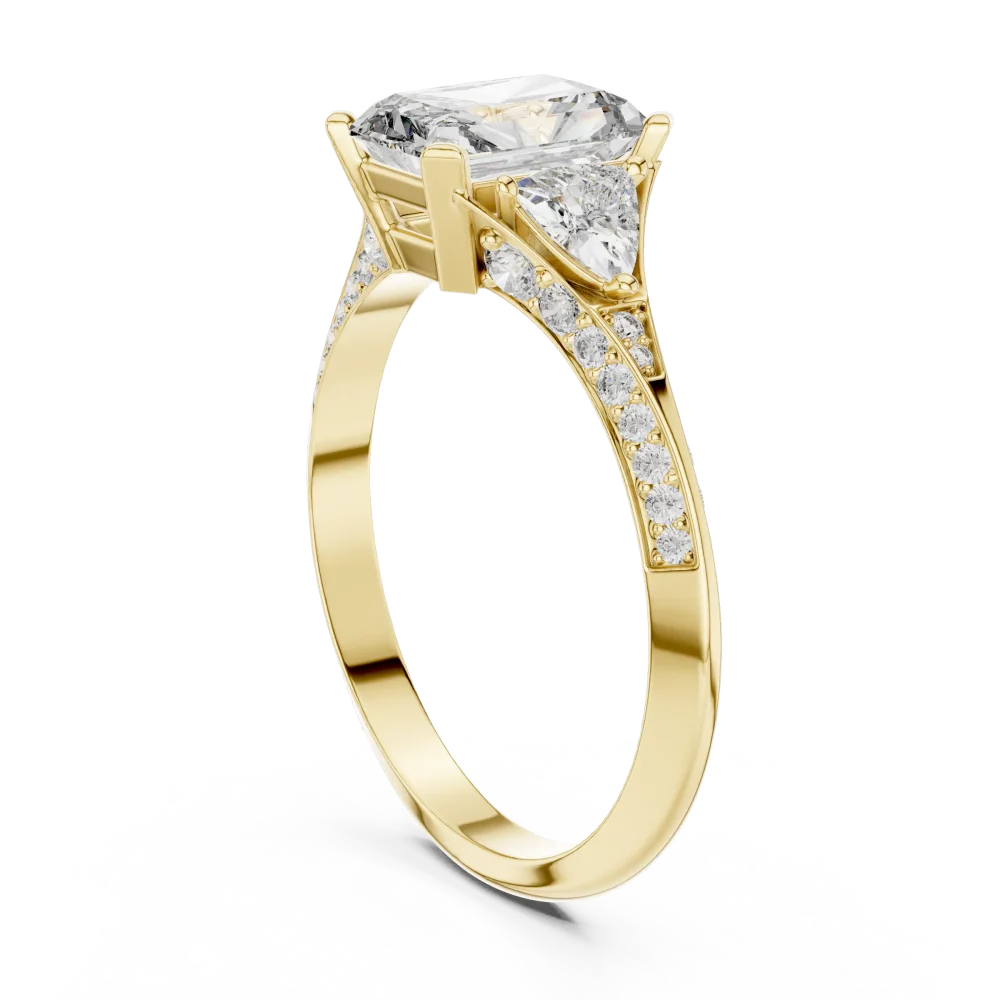 Radiant Luminary Three-Stone Pavé Engagement Ring - Image 3