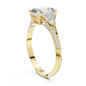 Radiant Luminary Three-Stone Pavé Engagement Ring - Image 3
