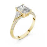 Radiant Luminary Three-Stone Pavé Engagement Ring