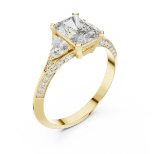 Radiant Luminary Three-Stone Pavé Engagement Ring