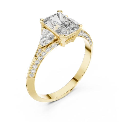 Radiant Luminary Three-Stone Pavé Engagement Ring
