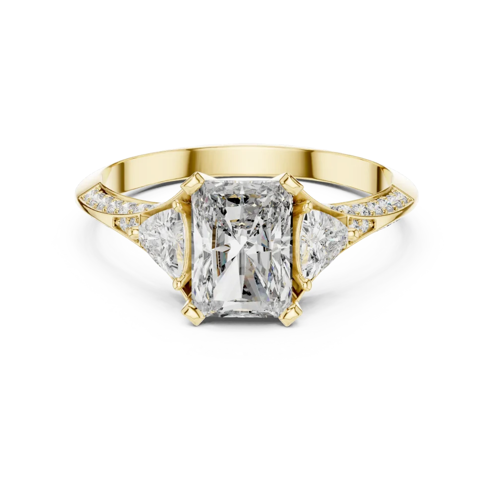Radiant Luminary Three-Stone Pavé Engagement Ring - Image 2