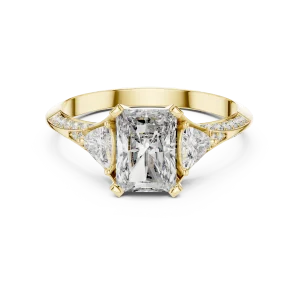 Radiant Luminary Three-Stone Pavé Engagement Ring - Image 2
