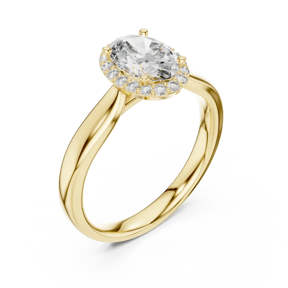 Discover the brilliance of our Ethereal Oval Cut Halo Solitaire Ring. Featuring exquisite DIAMEUR lab-grown diamonds, shop this modern classic today.