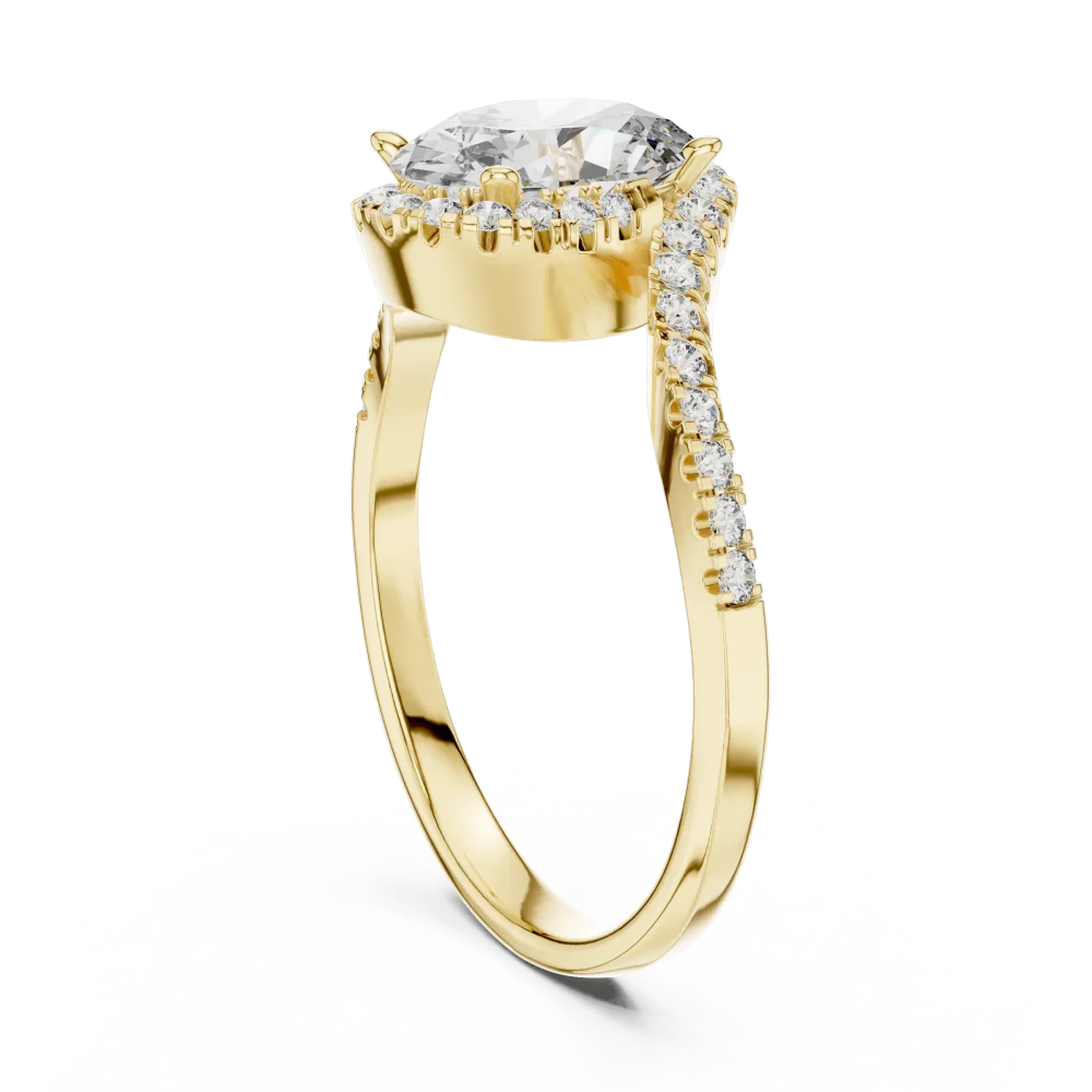 Ethereal Oval Cut Pavé-Set Solitaire Engagement Ring - Image 3