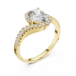 Ethereal Oval Cut Pavé-Set Solitaire Engagement Ring