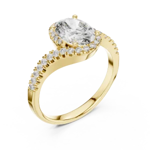 Ethereal Oval Cut Pavé-Set Solitaire Engagement Ring