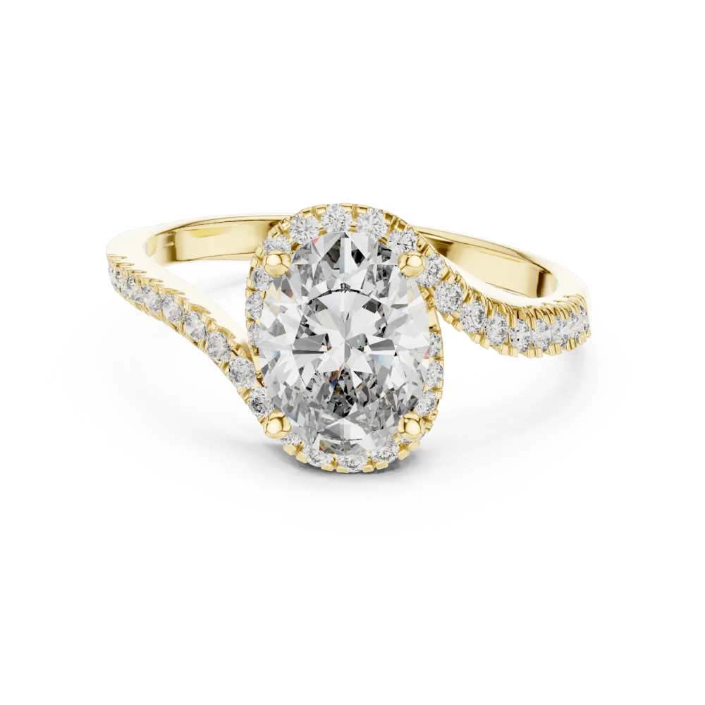 Ethereal Oval Cut Pavé-Set Solitaire Engagement Ring - Image 2