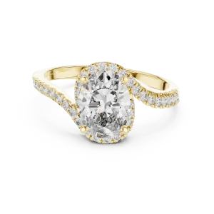 Ethereal Oval Cut Pavé-Set Solitaire Engagement Ring - Image 2