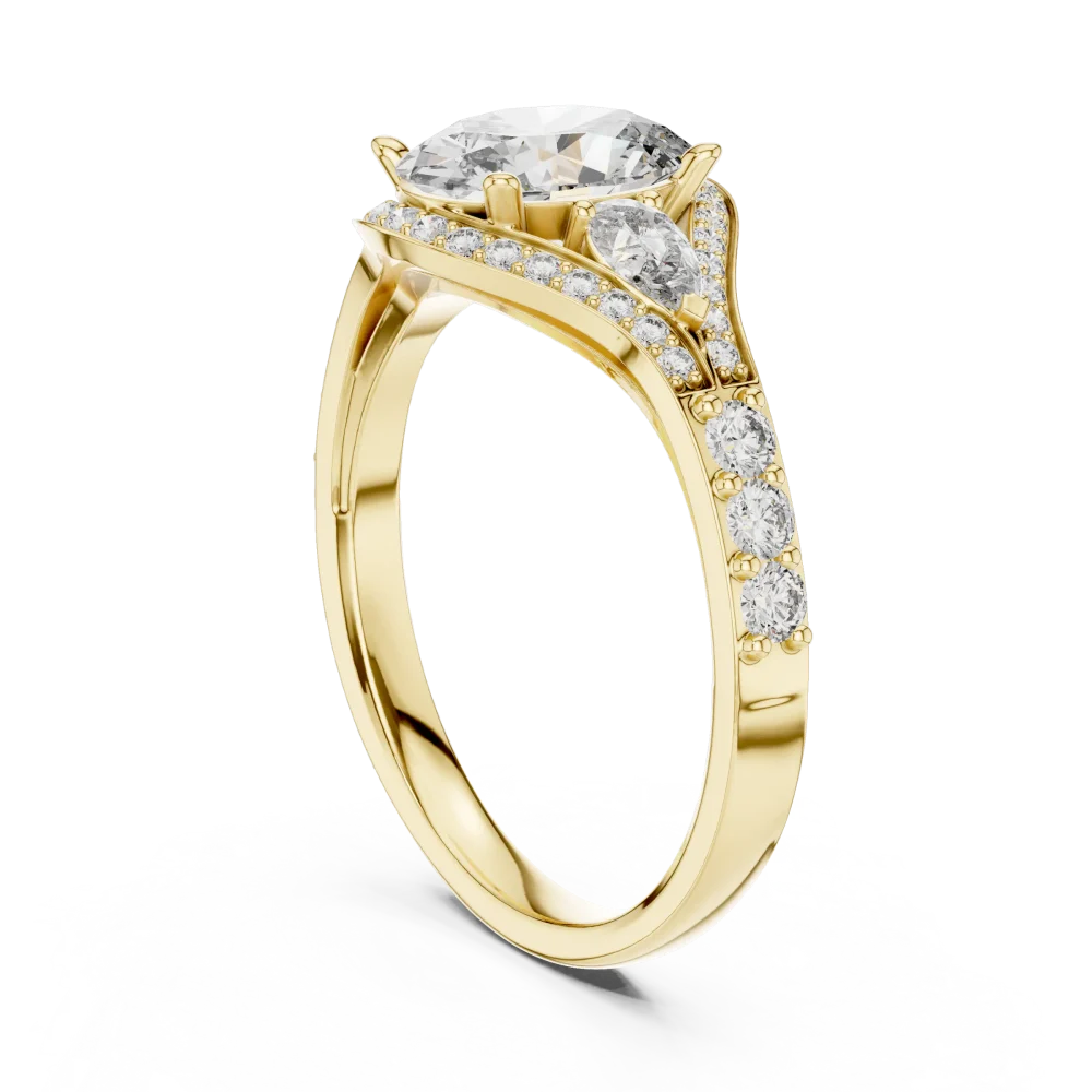 Ethereal Oval and Pear Silhouette Solitaire Engagement Ring - Image 3