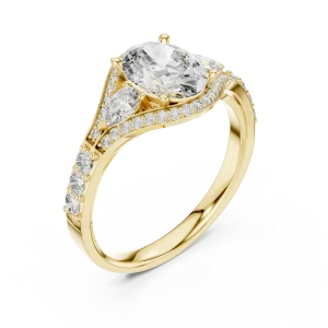 Ethereal Oval and Pear Silhouette Solitaire Engagement Ring