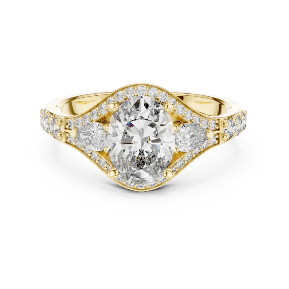 Ethereal Oval and Pear Silhouette Solitaire Engagement Ring - Image 2