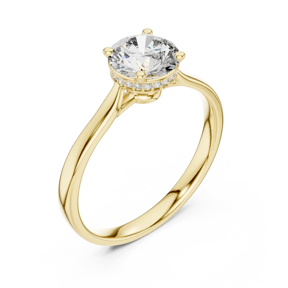 Experience timeless elegance with our round brilliant hidden halo solitaire ring. Crafted with premium DIAMEUR diamonds, discover your perfect fit today.