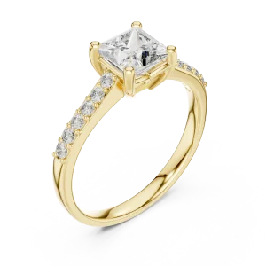 Symmetry Princess Cut Pavé-Set Diamond Engagement Ring