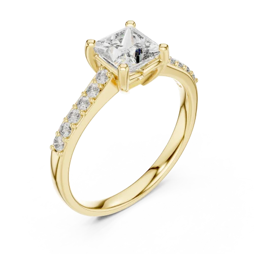 Symmetry Princess Cut Pavé-Set Diamond Engagement Ring